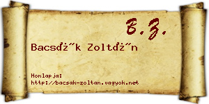 Bacsák Zoltán névjegykártya